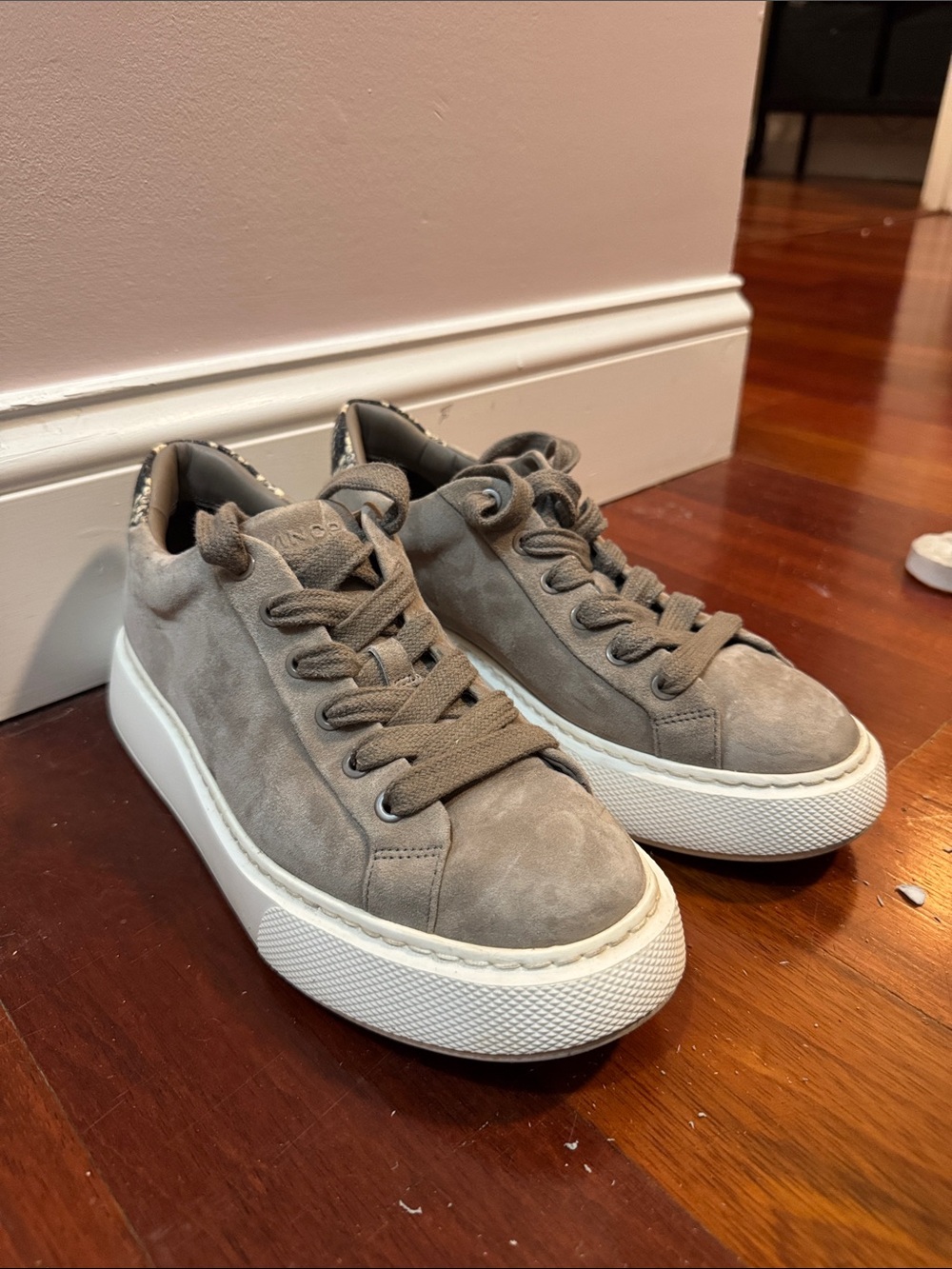Vince Gray Suede Platform Lace-Up Sneakers